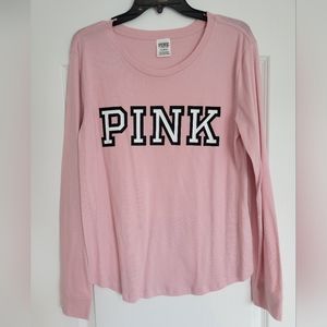 Victoria's Secret PINK Long Sleeve Top, Light Pink, Size Large.